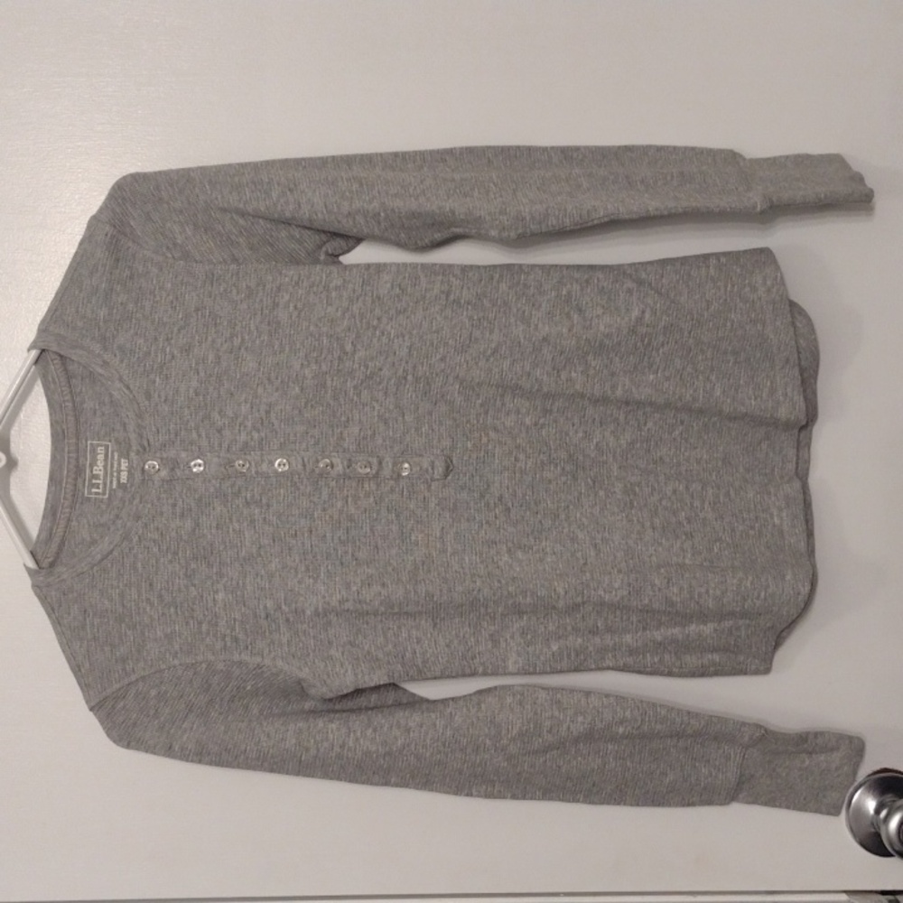 NEW L.L. Bean Gray Waffle Knit Thermal LS Top Size XXS Petite
